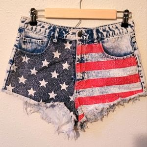 H&M Divided American Flag Shorts, Size 8